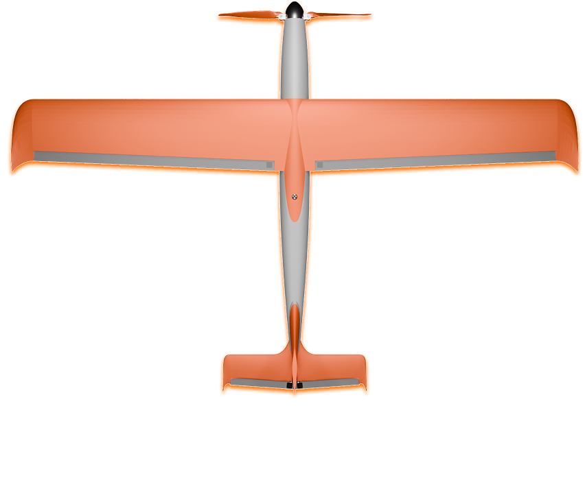 Top-down aircraft with wingspan reference
